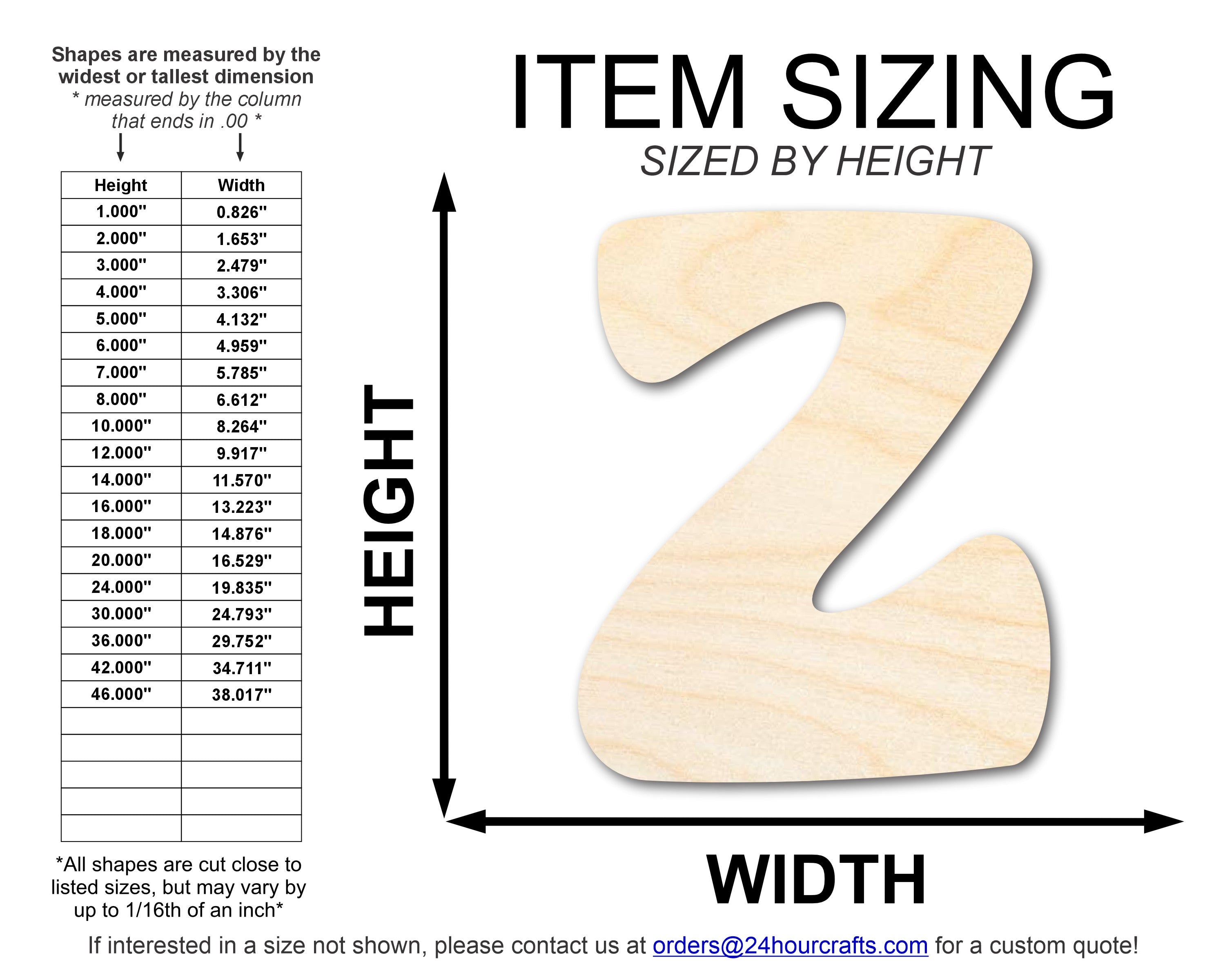 Unfinished Wood Groovy Z Font Shape | DIY Craft Cutout | up to 46" DIY