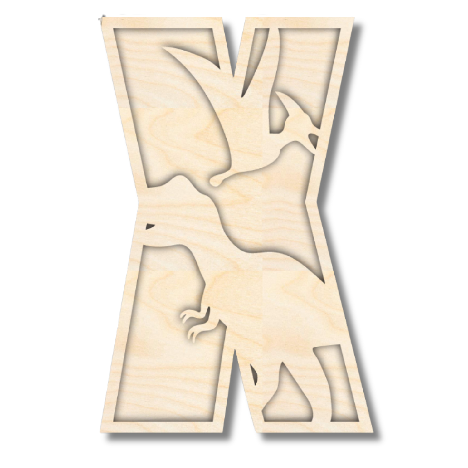 Unfinished Wood Layered Themed Letters | Dinosaur | A-Z | 2 Piece | up to 24"