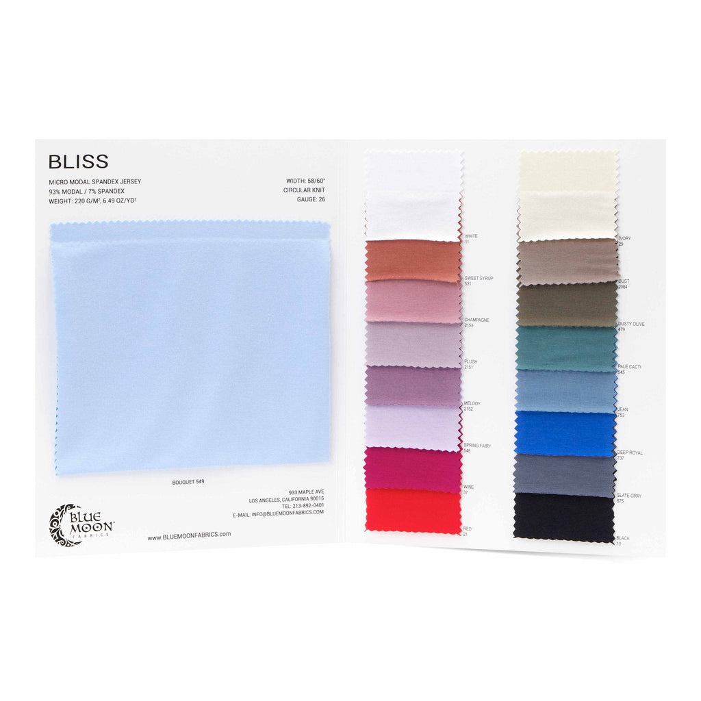 Bliss Micro Modal Spandex Jersey Color Card | Blue Moon Fabrics