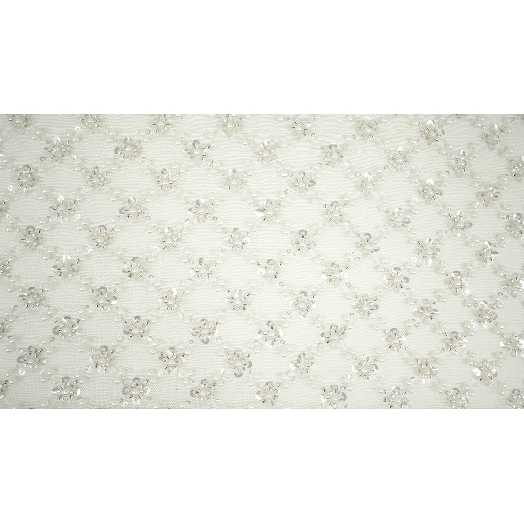 Blossom Beaded with Sequin Stretch Mesh Fabric | Blue Moon Fabrics