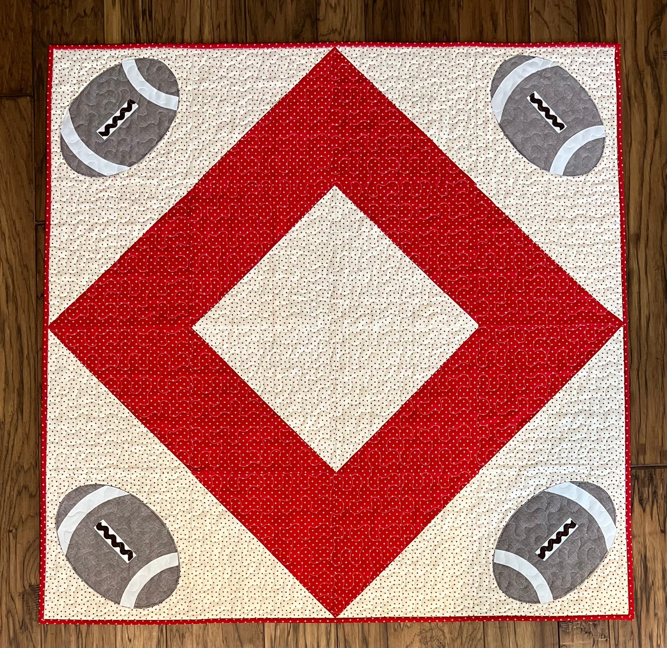 Football Table Topper or Lap Quilt Pattern - Paper Print Version