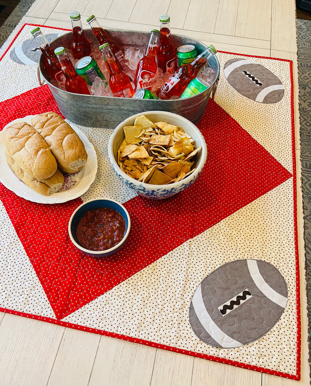 Football Table Topper or Lap Quilt Pattern - Paper Print Version
