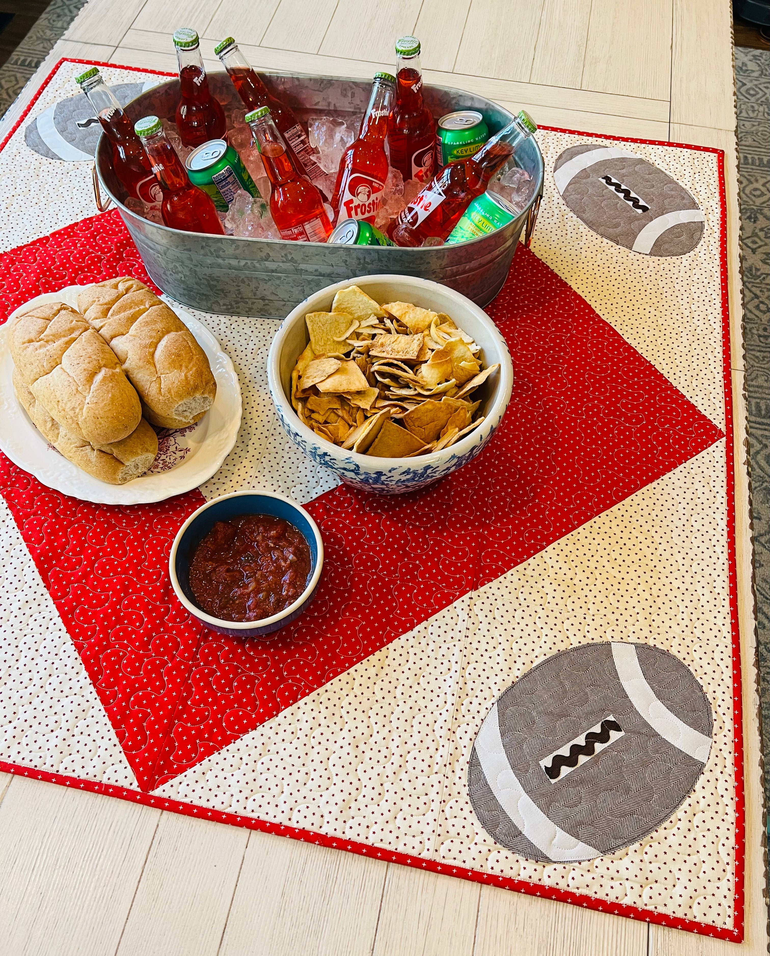 Football Table Topper or Lap Quilt Pattern - Paper Print Version