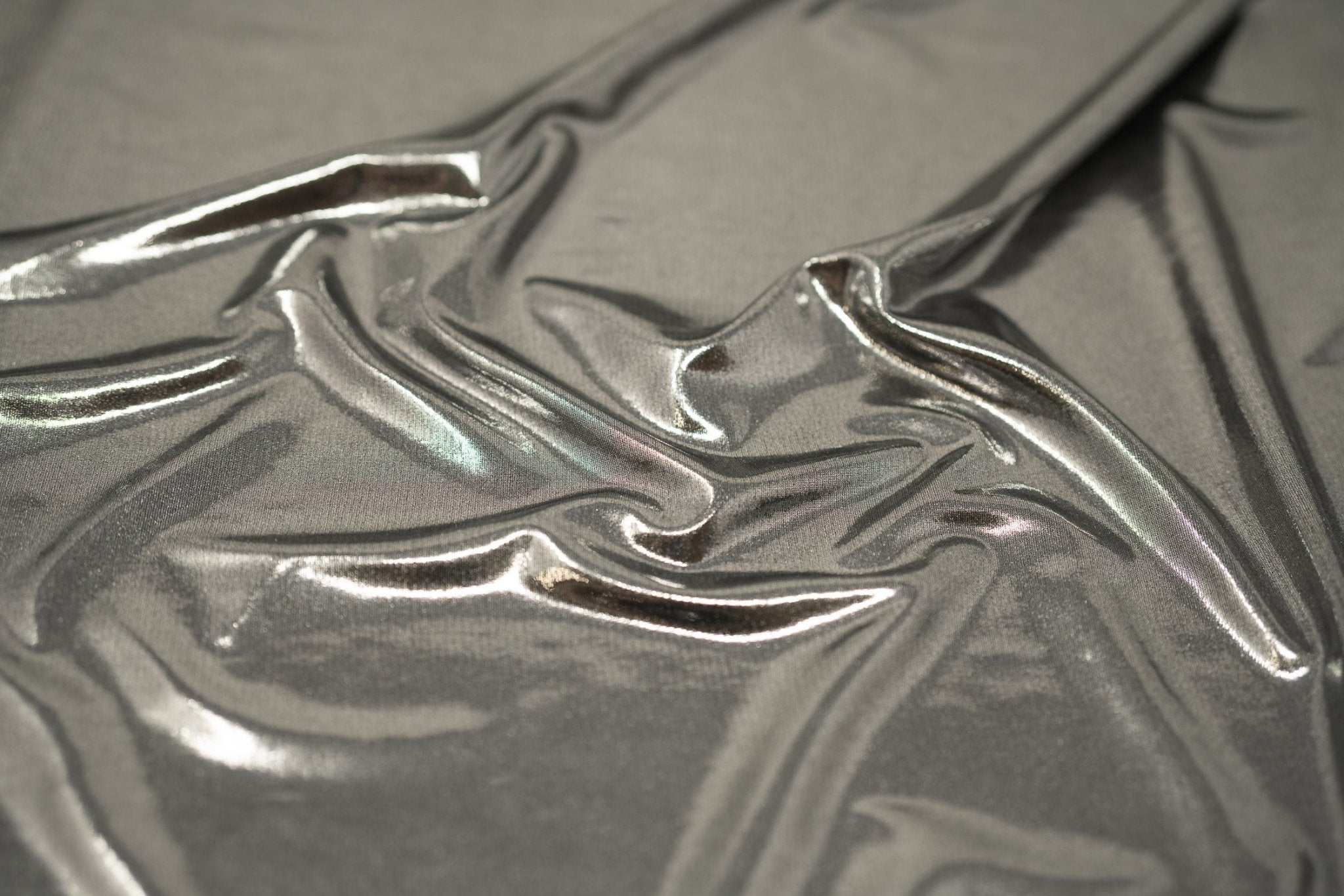 Mercury Titanium Foiled Spandex Fabric | Blue Moon Fabrics