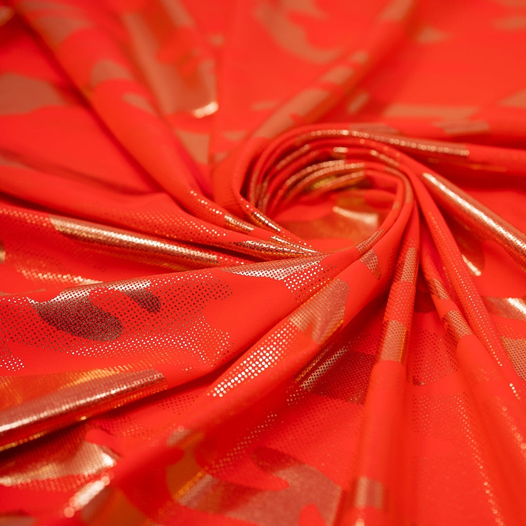 Neon Nugi Foil Printed Cationic Spandex Fabric | Blue Moon Fabrics