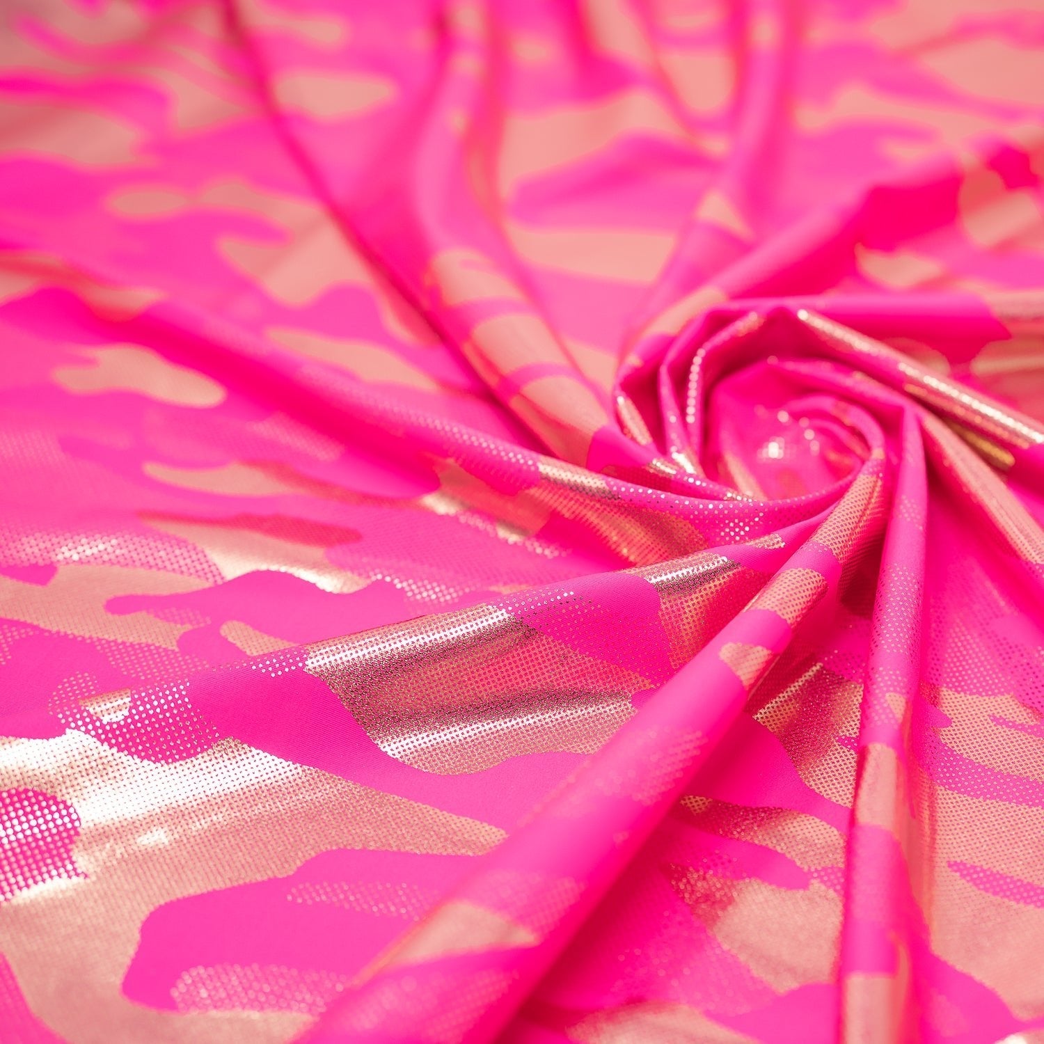 Neon Nugi Foil Printed Cationic Spandex Fabric | Blue Moon Fabrics