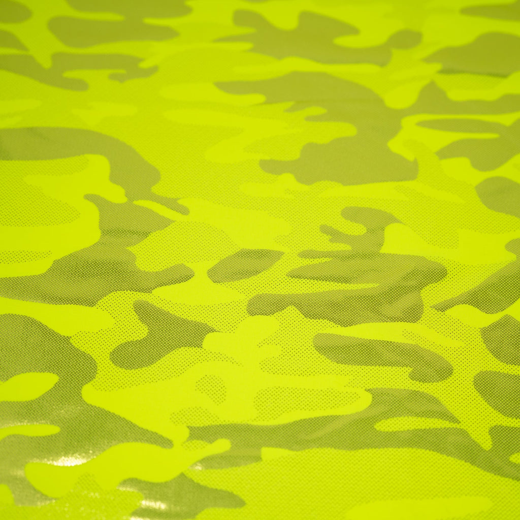 Neon Nugi Foil Printed Cationic Spandex Fabric | Blue Moon Fabrics