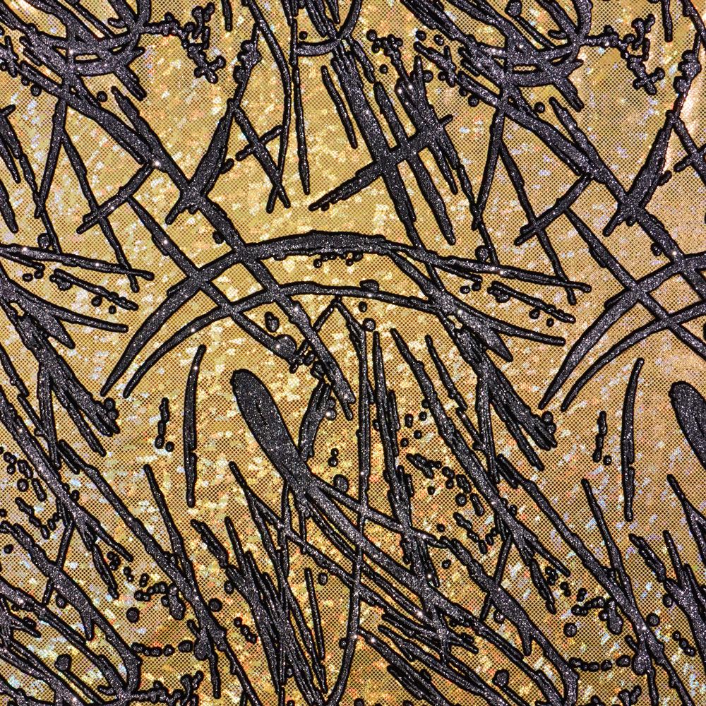 Pollock Shattered Glass Foiled Spandex Fabric | Blue Moon Fabrics