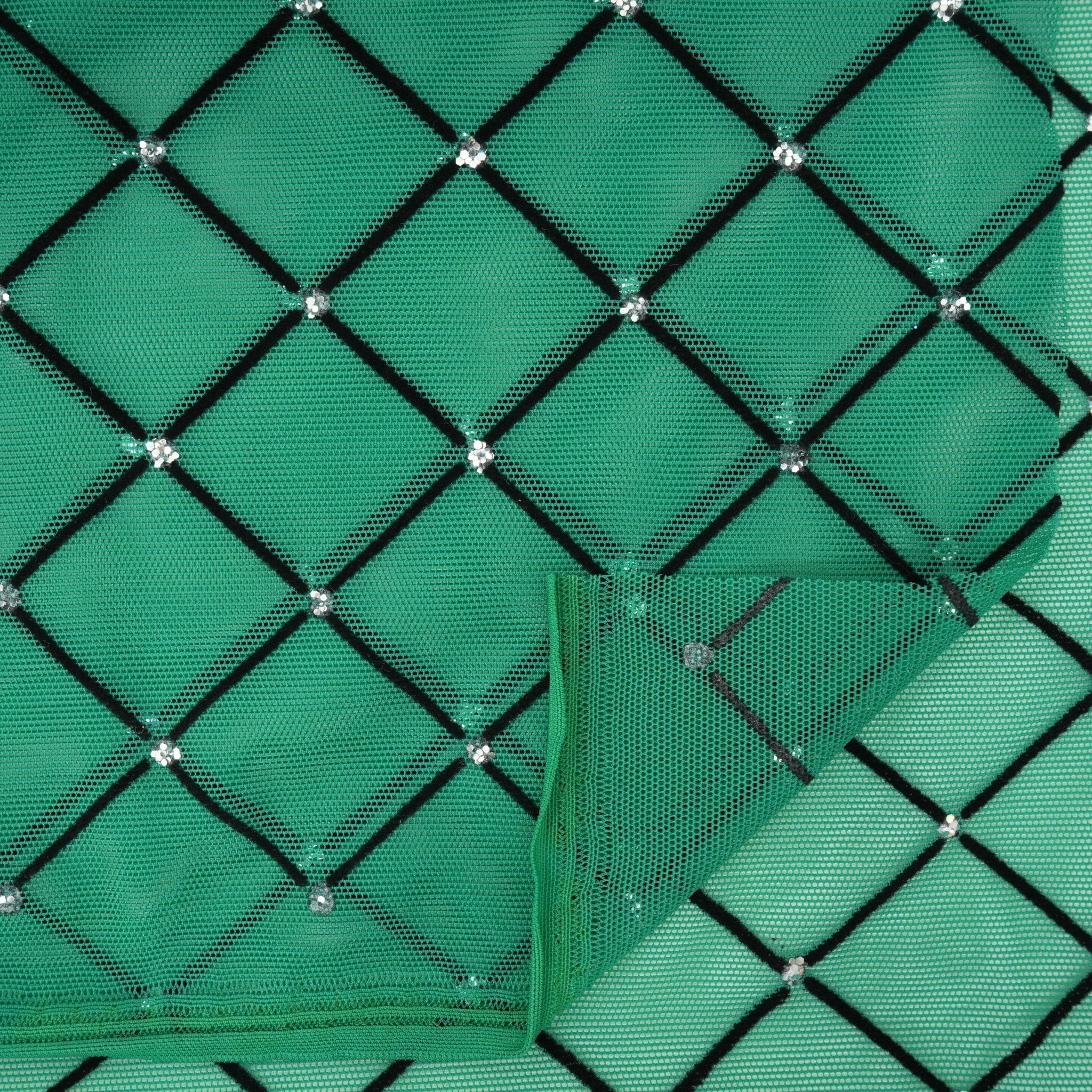 Diamonds Flocked Stretch Mesh Fabric | Blue Moon Fabrics