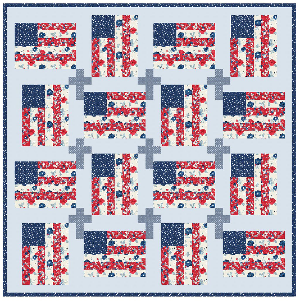 God And Country Quilt Pattern, Flag and Cross Pattern, Paper Print Version