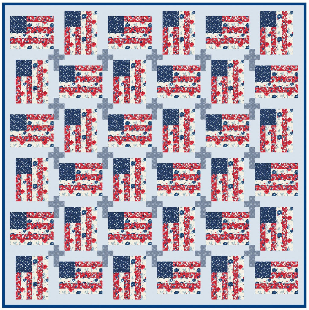 God And Country Quilt Pattern, Flag and Cross Pattern, Paper Print Version
