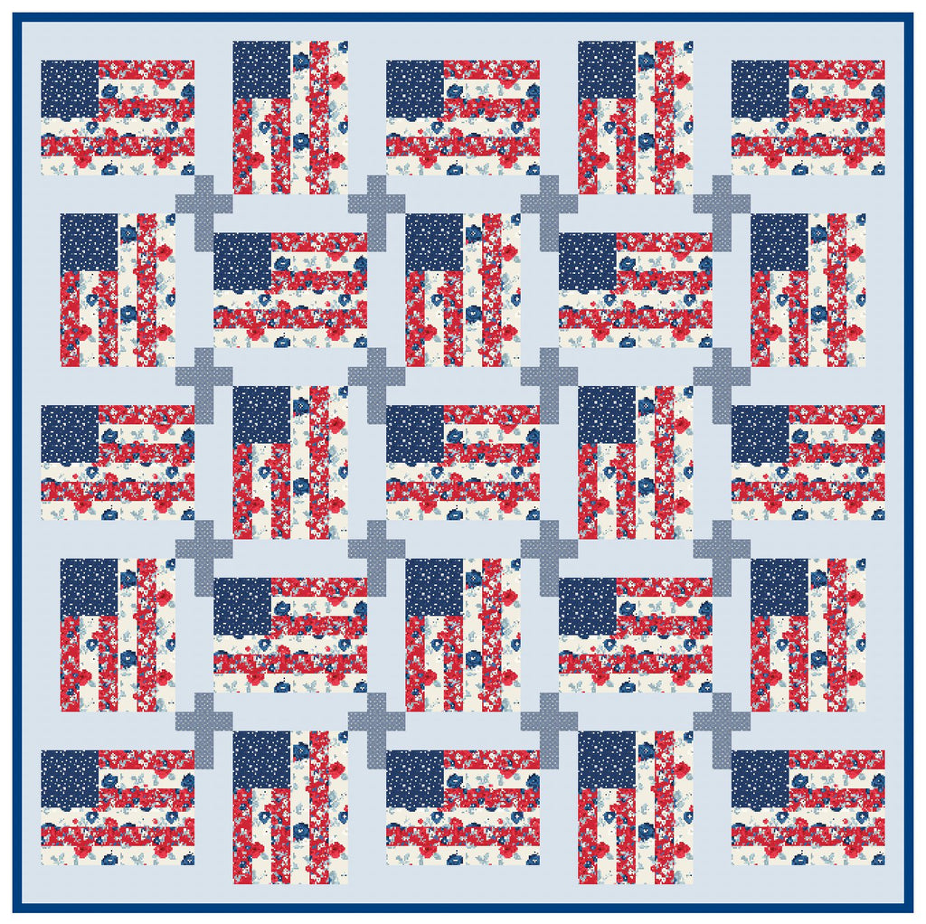 God And Country Quilt Pattern, Flag and Cross Pattern, Paper Print Version